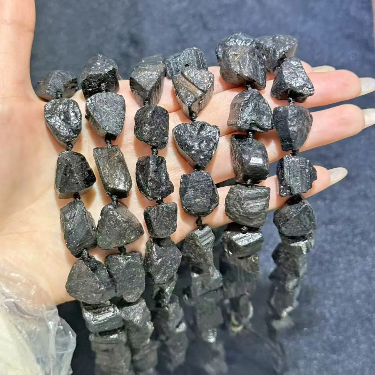 10-14Mm Natural Raw Black Tourmaline Irregular Medium Hole Crushed Stone Loose Beads Handmade DIY Bracelet Necklace Jewelry