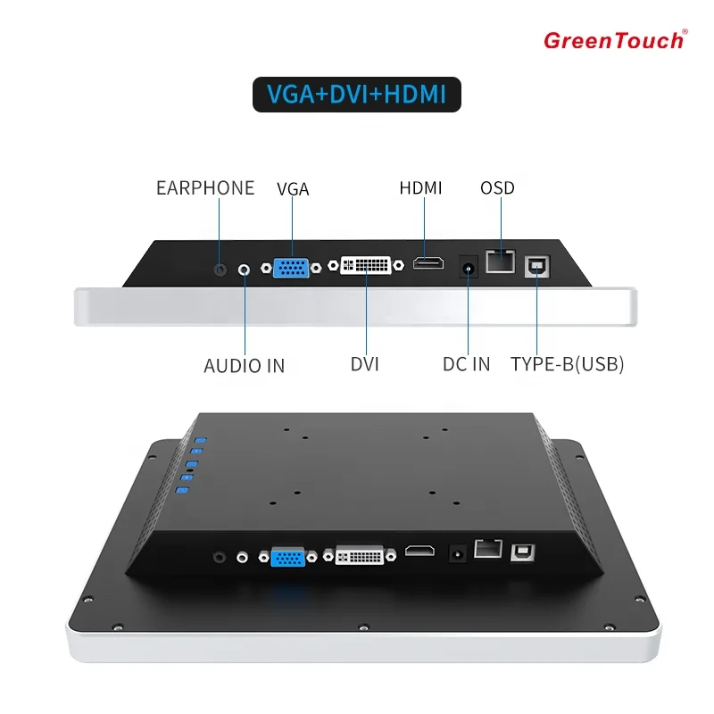 شاشة LCD صناعية 12.1 بوصة عالية الدقة 1024 × 768 بإطار مغلق شاشة تعمل باللمس