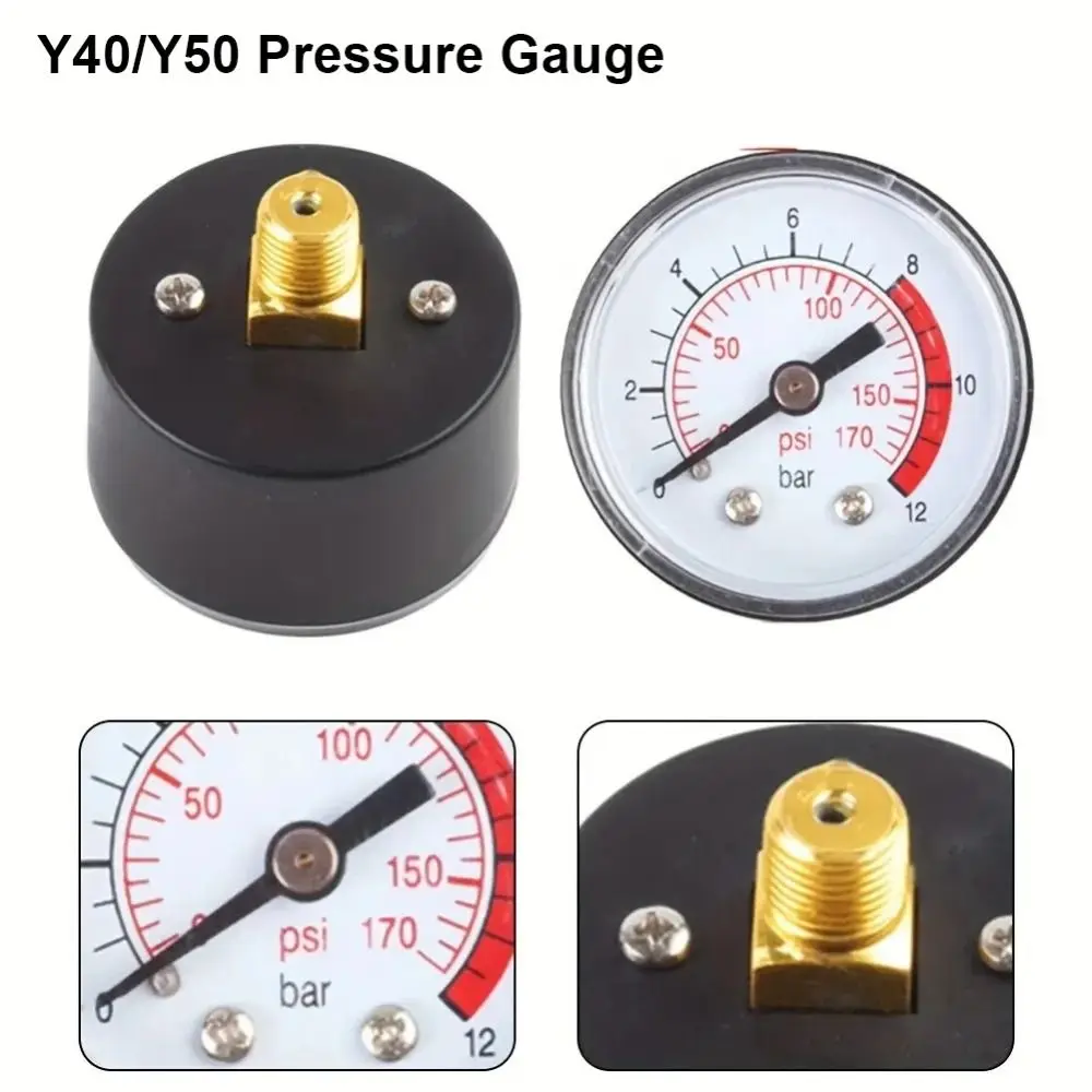 

1Pcs Y40 Y50 Pressure Gauge Plastic/Iron Shell Valve Control Pressure Meter 0-180PSI Air Compressor Pressure Regulator