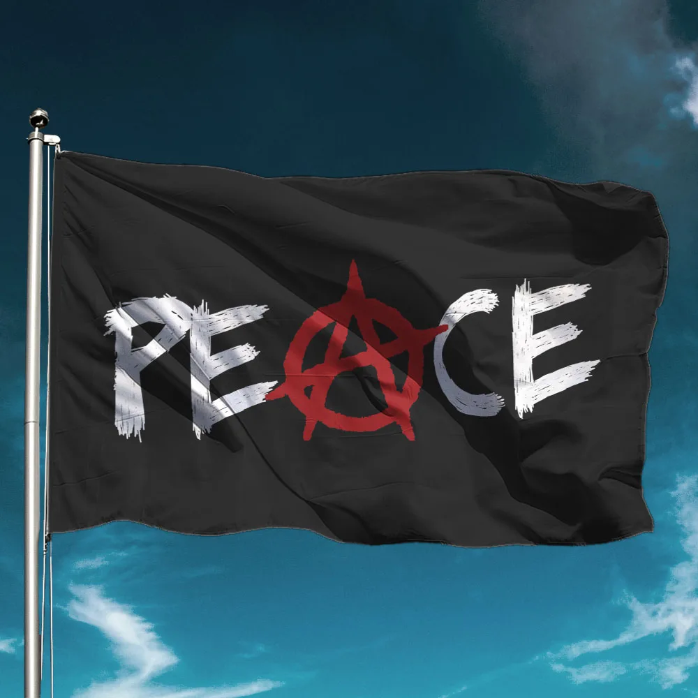 Anarchy Flag Peace Funny Black Hold Banner Flying Polyester Outdoors Decor Garden Decoration Wall Backdrop