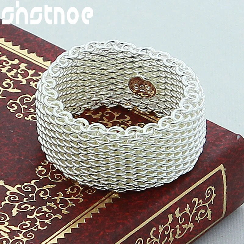 

SHSTONE 925 Sterling Silver Interwoven Mesh Ring For Man Women Engagement Wedding Charm Fashion Party Fine Jewelry Birthday Gift