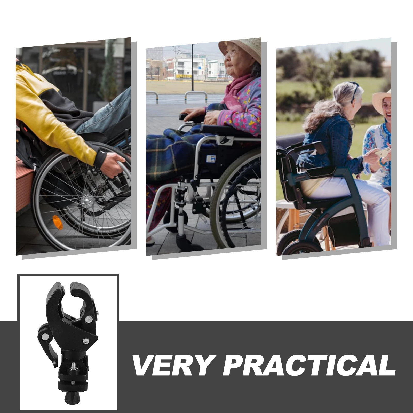 

2 шт., держатель для трости для инвалидной коляски, складной органайзер для скутера, кронштейн для трости, опорная стойка для костыля, пластиковые аксессуары для хранения