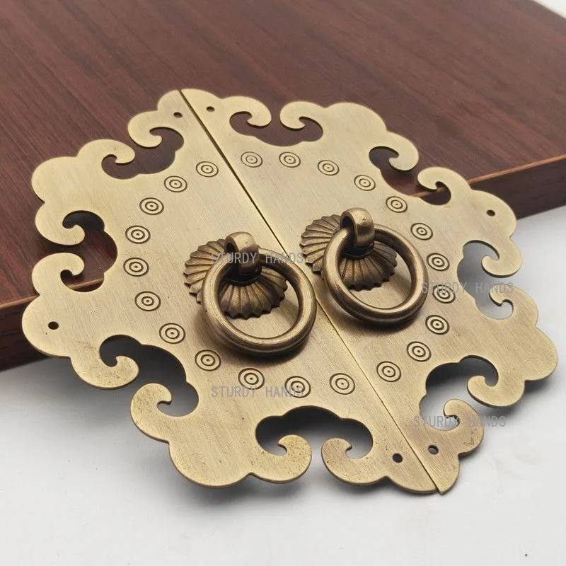 Antique Metal Cloud Patterned Cabinet Door Handle Wardrobe and Cabinet Handles Hardware Accessories Chinese Decorative Pull Ring