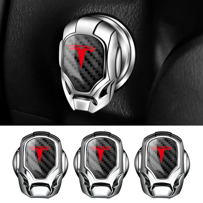 Car Engine Ignition One Button Start Decorative Cover Sticker For Tesla Model 3 Car Label Model Y Model S Model X Accessories