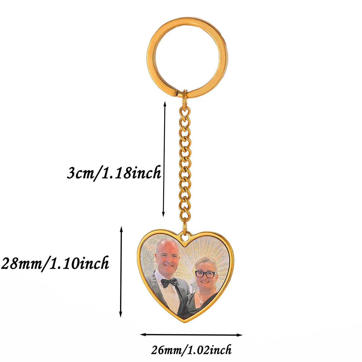 Customized Photo Print Keychain Heart Keepsake Gift