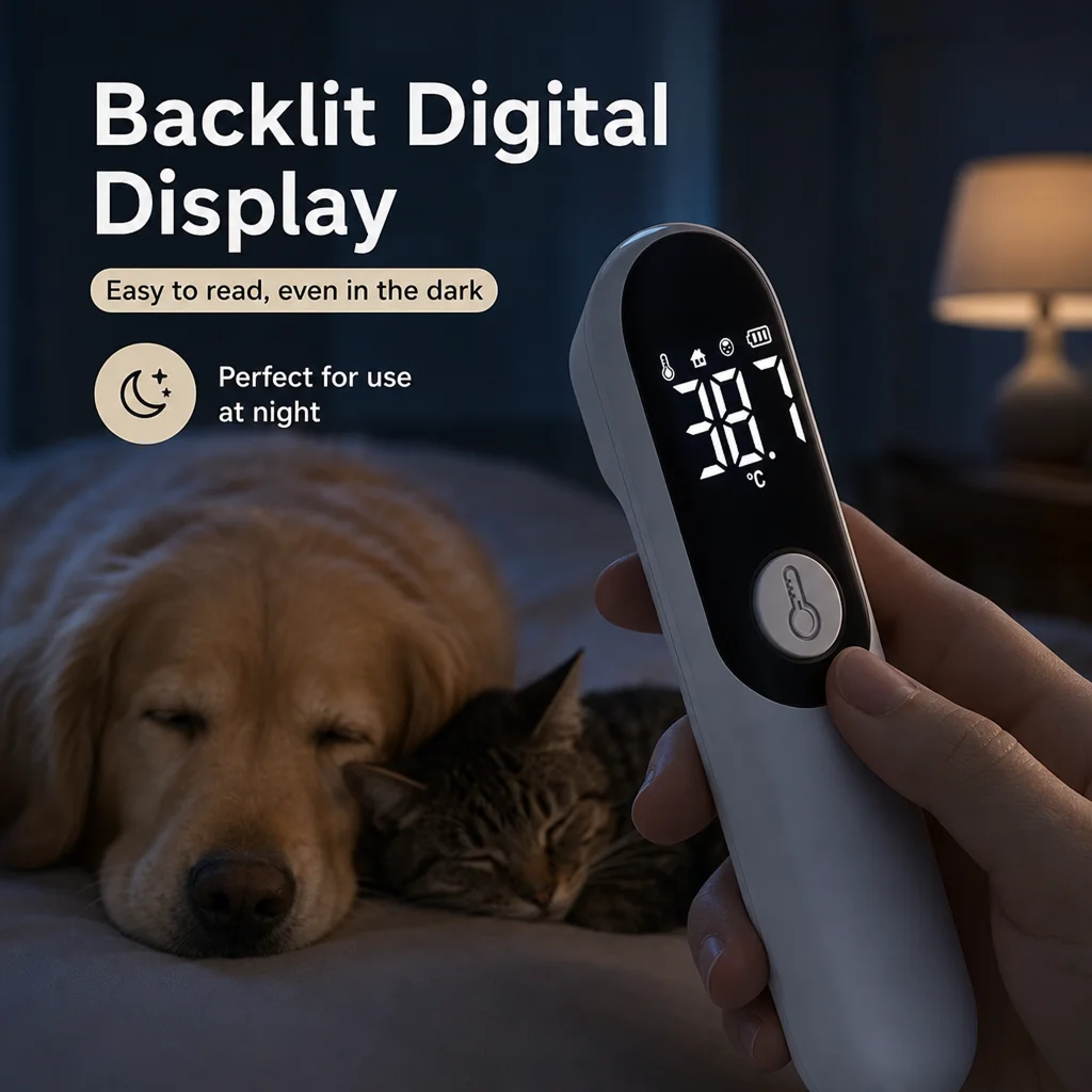 JUSTLANG Rechargeable Pet Thermometer Infrared Electronic LED Display Fast ℃/℉ Dog&Cat Veterinary Temperature Fever for Animal view 5