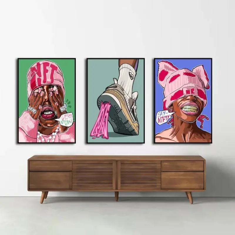 (No frame)Urban Pop Art Streetwear Sneakerhead Poster Modern Hypebeast Lil Yachty Inspired Canvas Painting Wall Art Living Ro