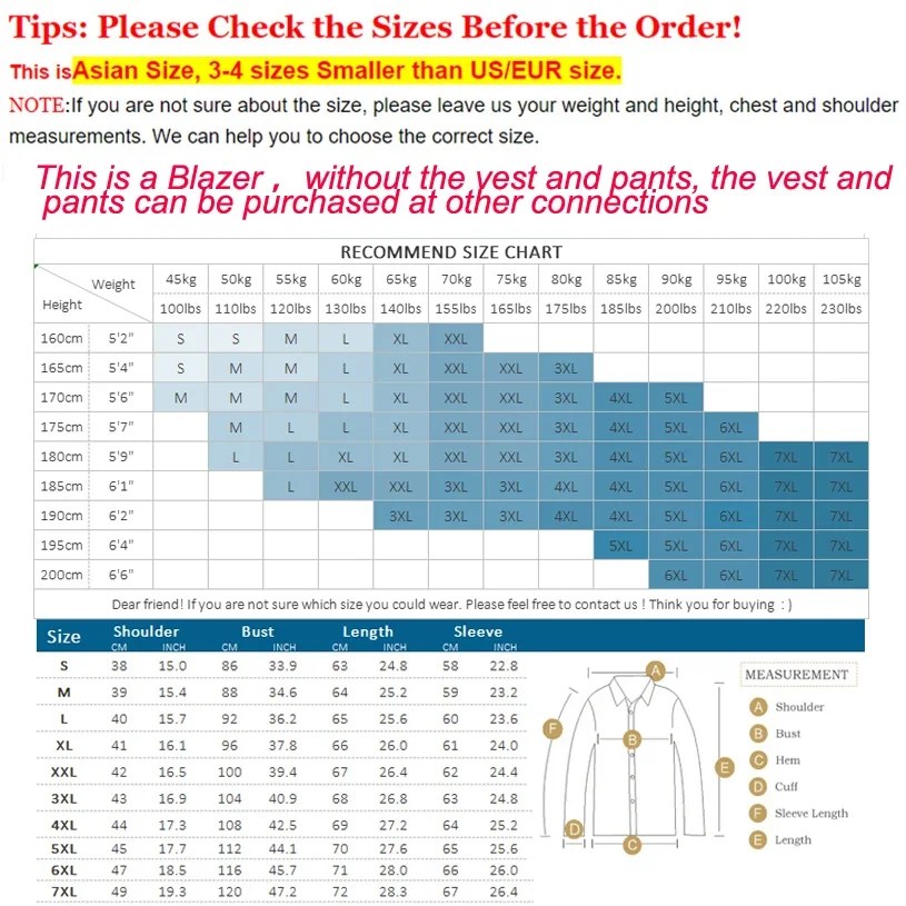 25 Colors 1 Pcs Blazer No Pants S-7XL New Wedding Dress Formal Business Slim Mens Suit Jacket Plaid Striped Solid Color