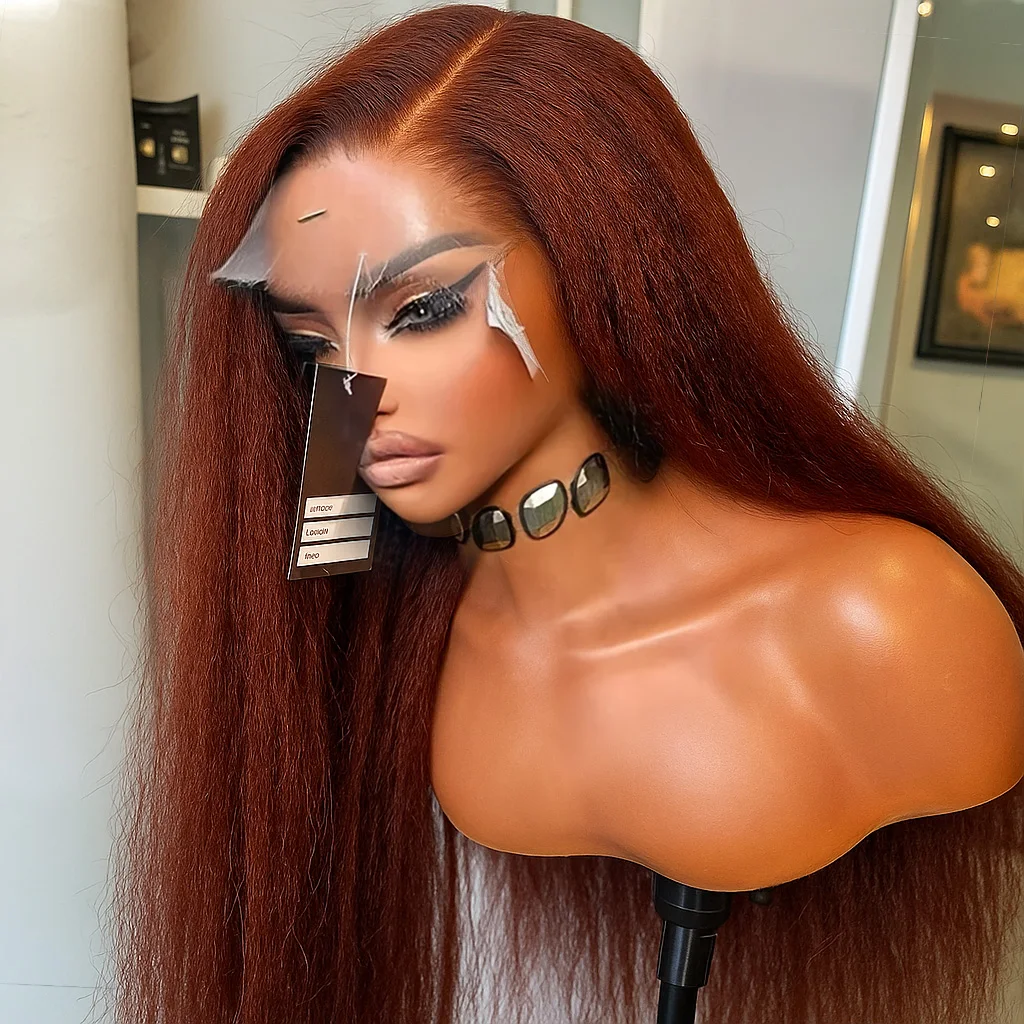 

Upgrade No Silk Reddish Brown 4x4 Lace Front Wig Human Hair 30Inch 200% Density 13x4 Hd Yaki Kinky Straight Lace Front Brown Wig