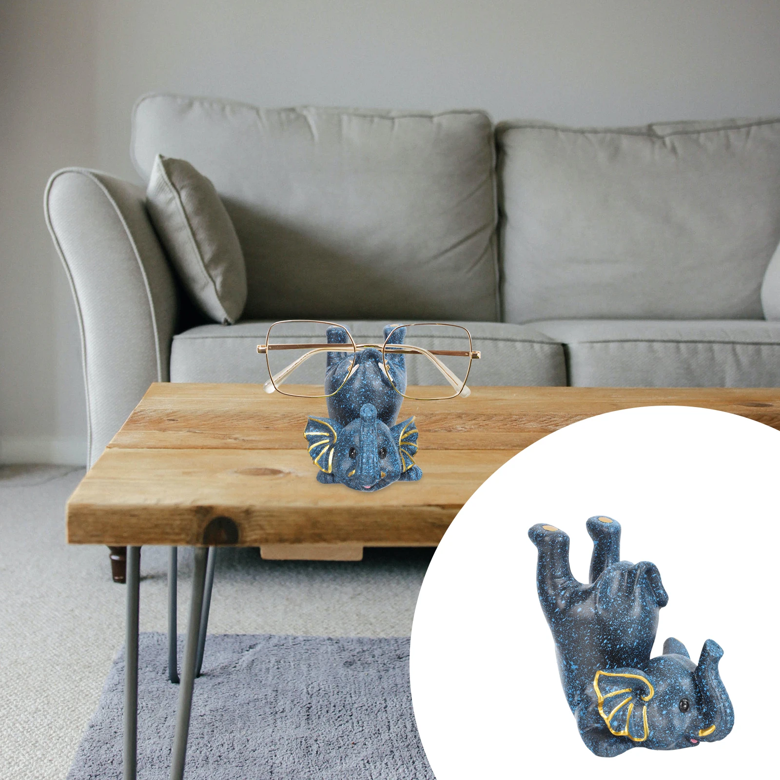 

Elephant Glasses Holder Eyeglass Stand Animal Home Accessories Desktop Office Resin Material Safe Storage Display
