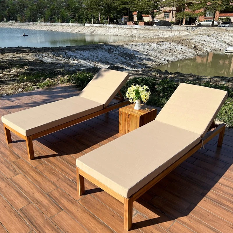 

Outdoor seaside beach swimming pool leisure solid wood teak bed outdoor homestay scenic courtyard creative design