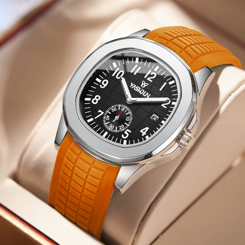 Relojes deportivos de marca para Hombre, Reloj de negocios resistente al agua para Hombre, banda luminosa de silicona con fecha, relojes cuadrados de cuarzo para Hombre, Reloj para Hombre