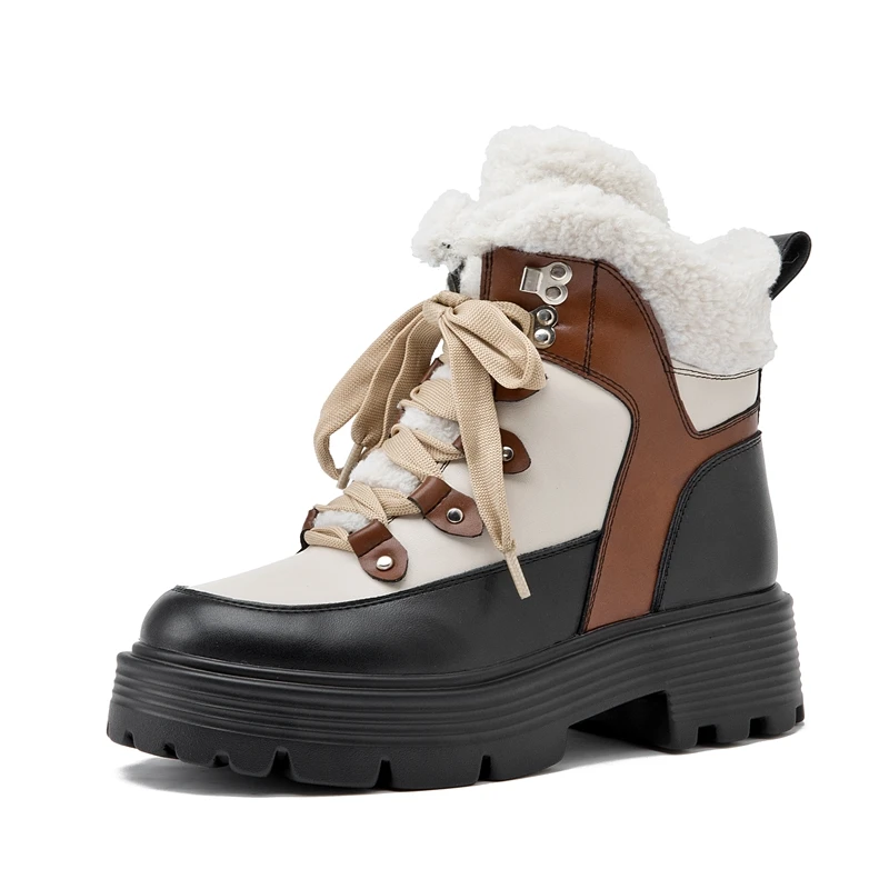 AIYUQI Snow Boots Women 2026 new Women Winter Shoes Non-slip Flat Large Size Real Leather Women Ankle Boots