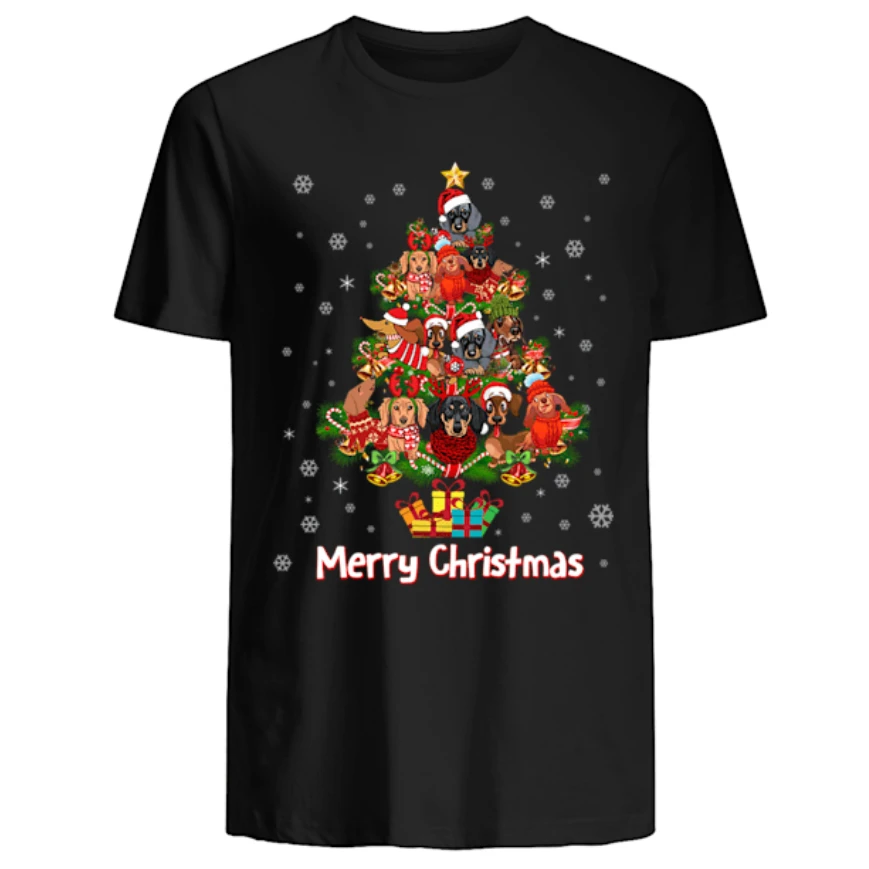 

Funny Dachshund Christmas Tree Shirt Xmas Dog Lovers Gift Unisex T-Shirt