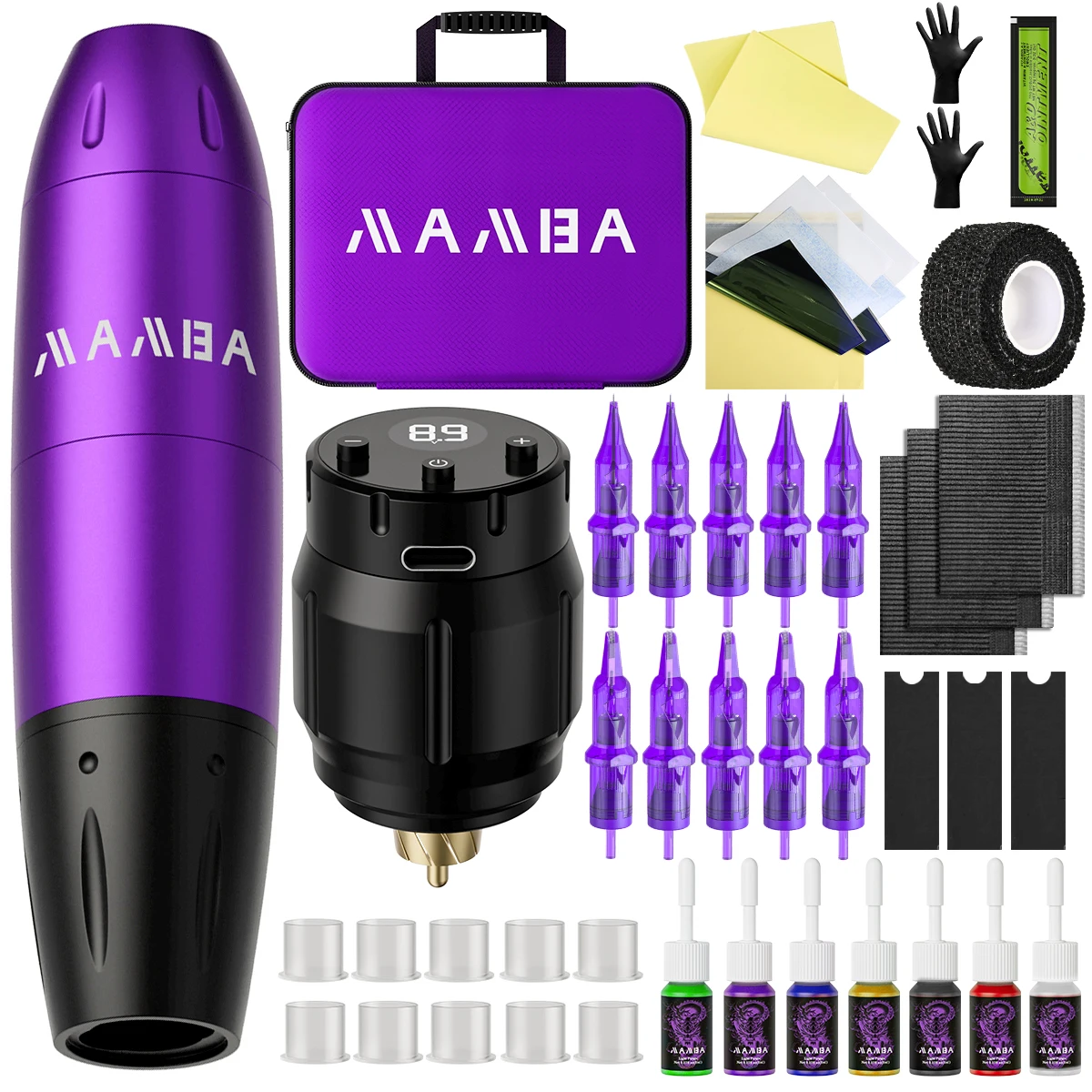 

Профессиональный беспроводной комплект тату-машины с 1500 мАч MC-W1 батареей для татуировки набор для перманентного макияжа татуировки чернила для татуировки игла для татуировки