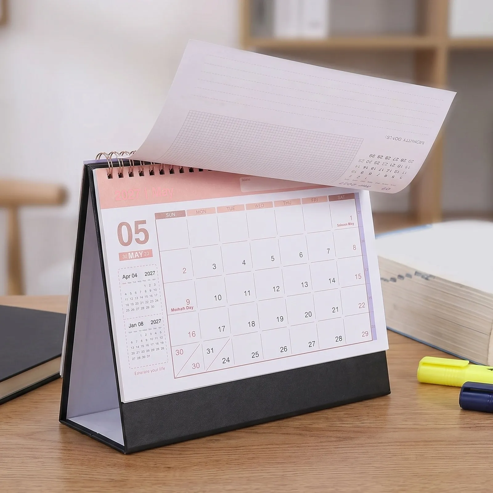 Mini Desk Calendar 2027 Standing Flip Small Monthly Desktop Calendar Thick Paper Tear Off Daily Scheduling Tool