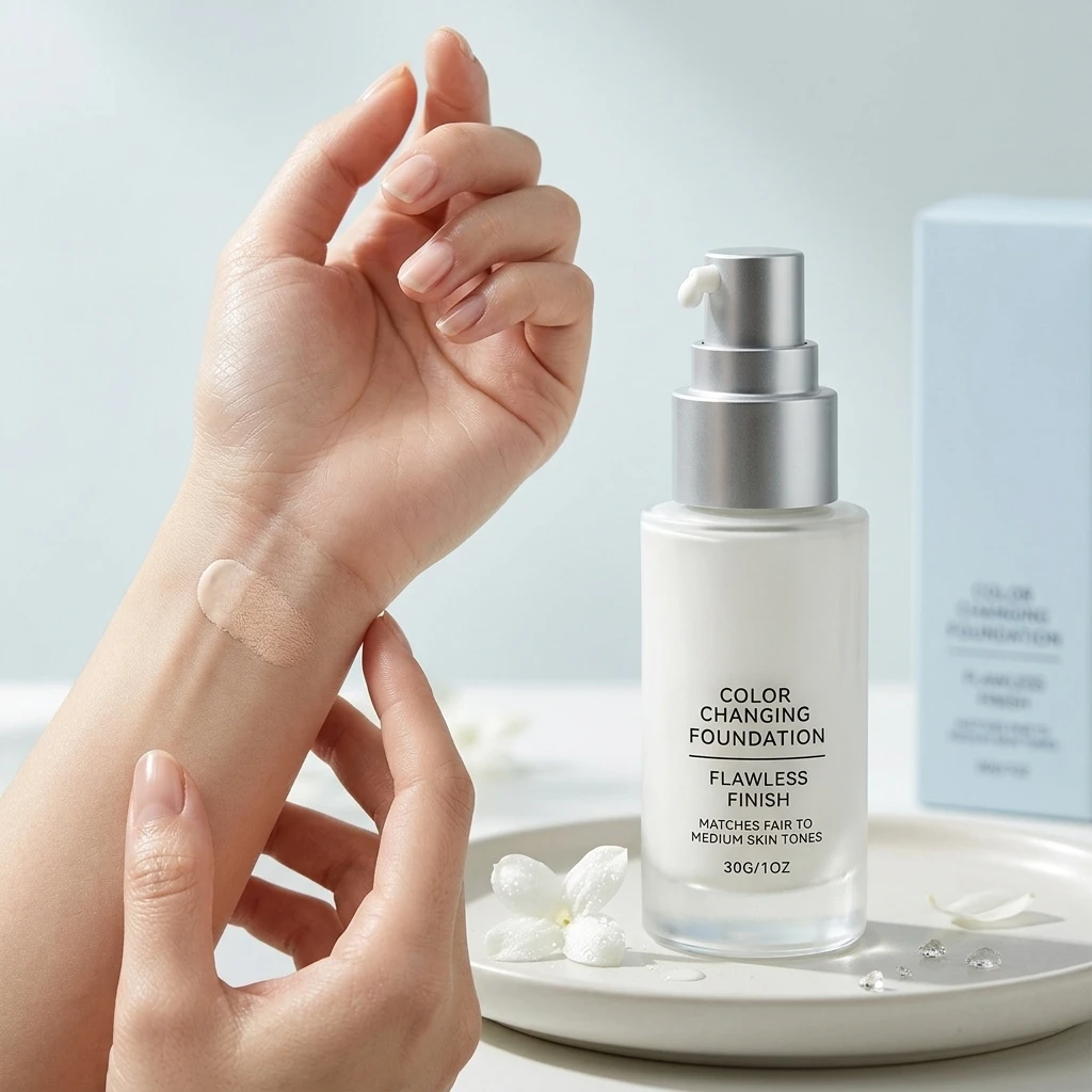 Color Changing Liquid Foundation Covering Blemishes Dark Spots Control Oil Waterproof Hydrating Lightweight Bb Cream Makeup Base