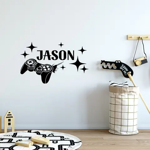 1pc NEW Personalize Custom Name Game controller Waterproof Wall Stickers Home Decor For Bedroom Wall Art MURAL