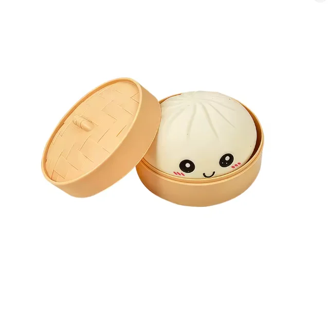 Simulatie Dumpling Squishy Rebound Zachte Knijp Stressbal Met Bamboe Stoommandje Anti-Stress Speelgoed Zintuiglijk Speelgoed Voor Creatief Cadeau