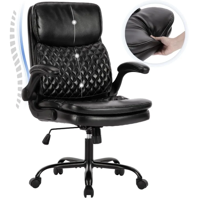 

Office Chair, Executive Computer Chair, Ergonomic Home Office Chair with Padded Flip-up Arm, Adjustable Height and Tilt, Thick