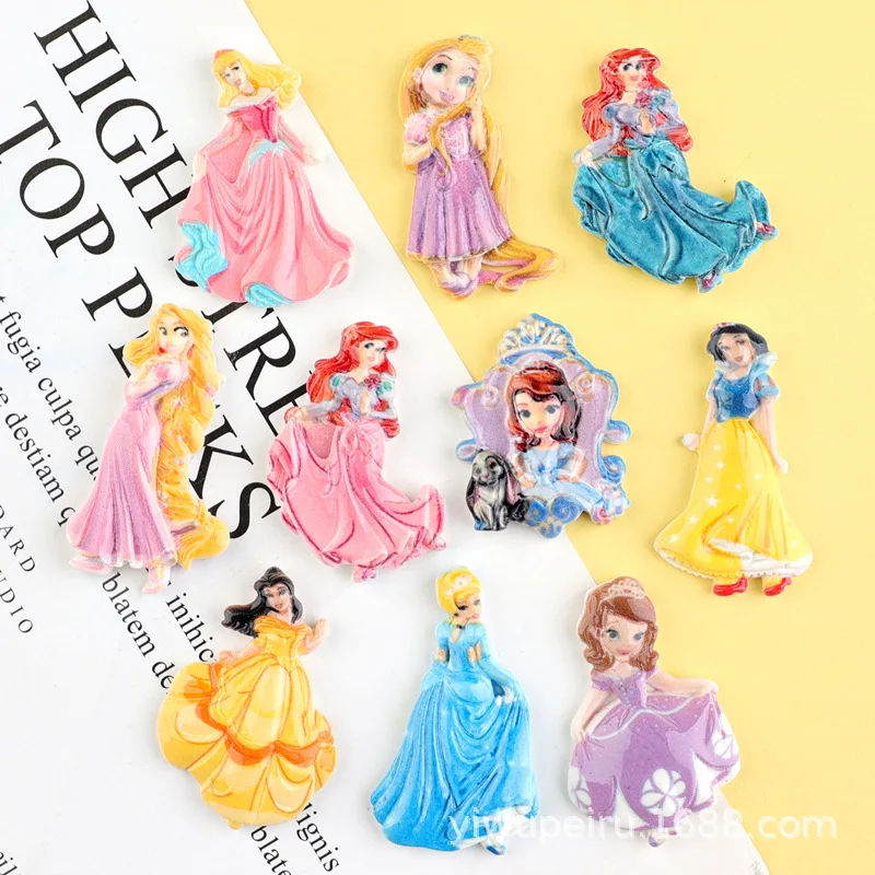 10 Stuks Nieuwe Kawaii Cartoon Lange Rok Prinses Serie Hars Plakboek Diy Sieraden Kinderen Cadeau Haarspeld Accessoires