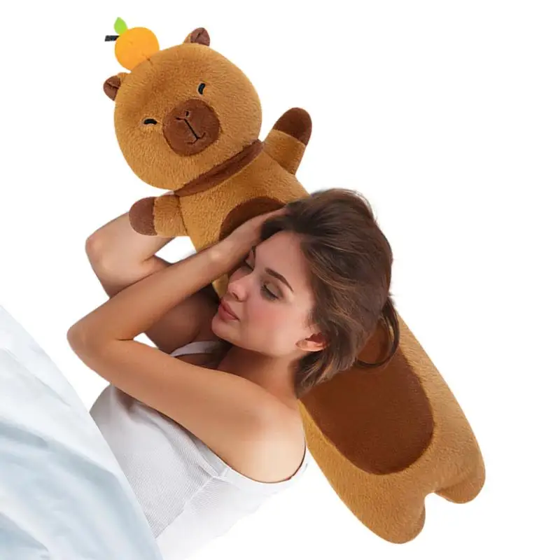 

Капибара плюшевая 27 дюймов Милая длинная подушка капибара плюши игрушка длинная Очаровательная капибара игрушка для объятий мягкие животные плюшевая игрушка для