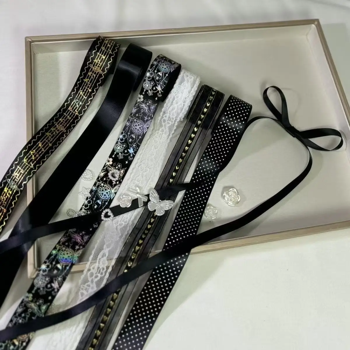 7-teiliges Set: Neue Bänder, Gumei-Abzeichen, DIY-Bastelmaterialien, Schleifenplatten, Bronzierung, Dekoration, Geschenk für Freunde – Detail 15