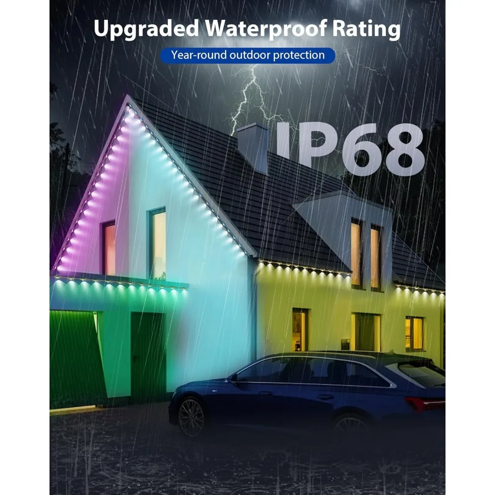 Permanent Outdoor Lights for House 300ft,Christmas Lights,Smart RGB Plus IC Eaves Lighting for Christmas All Holiday Decorations