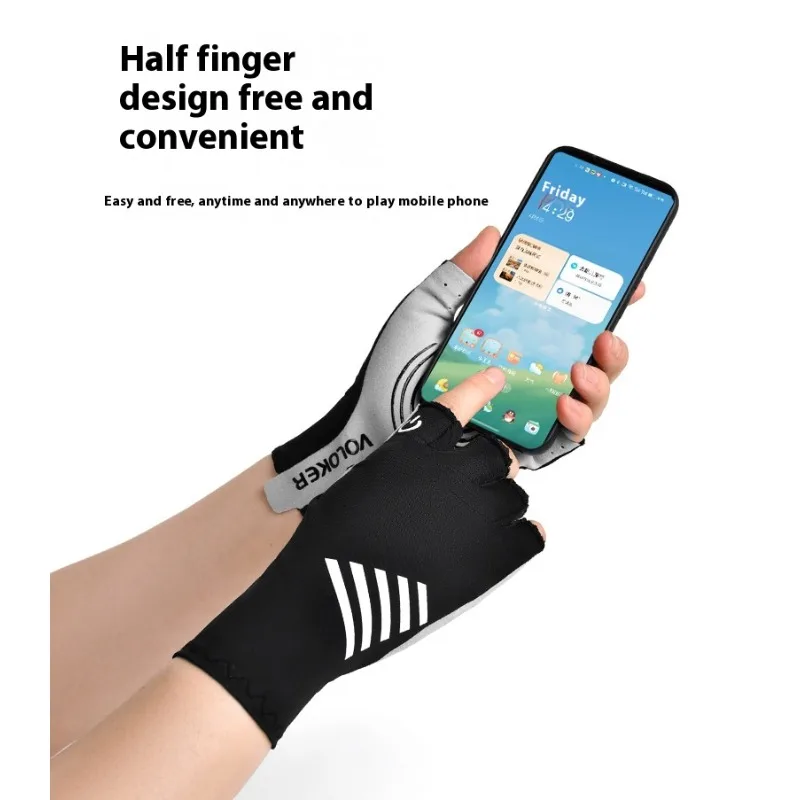 Guanti da ciclismo senza dita da donna Protezione UV Traspirante Antiscivolo Ciclismo Fitness Pesca all'aperto Raffreddamento sottile Assorbimento dell'umidità