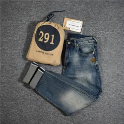 Autumn New American Retro Paint Spot Denim Jeans Men's Fashion 98% Cotton Washed Old Elastic Slim Straight Casual Pencil Pants