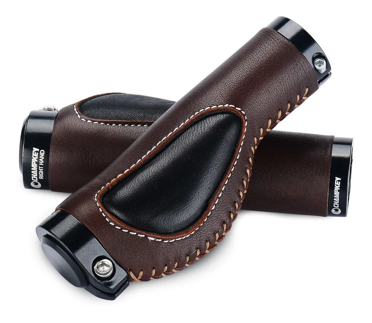 

Lock-On Shock-Absorbing MTB Grips - Aluminum Alloy Lock Ring & Leather Handlebar Cover for Anti-Slip Control