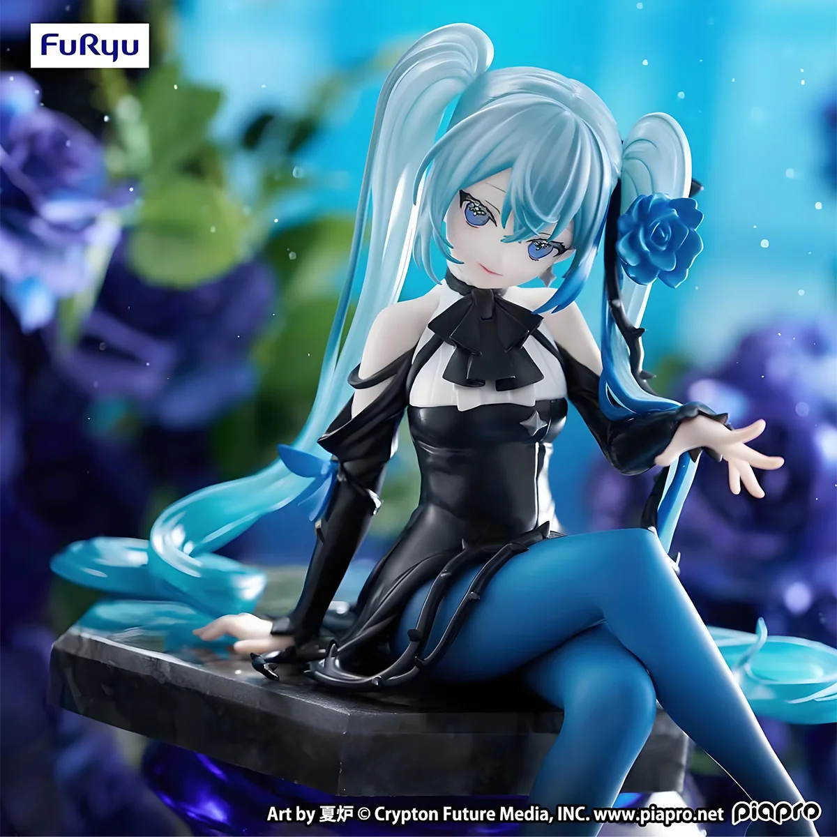 Figurine d'Action Authentique Vocaloid Hatsune ku, Rose Bleue, Fleur Dégradée, Modèle de Collection, Jouet Décoratif Gk