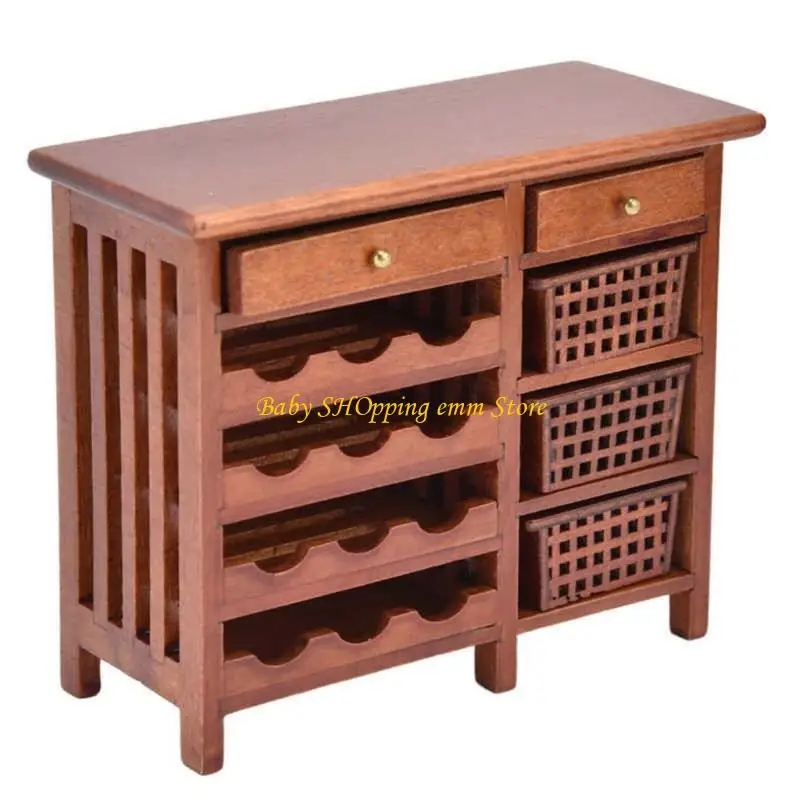 

23GD миниатюрный деревянный шкаф для вина, аксессуары для кукольного дома, мебель для сцены, идеально подходит для энтузиастов