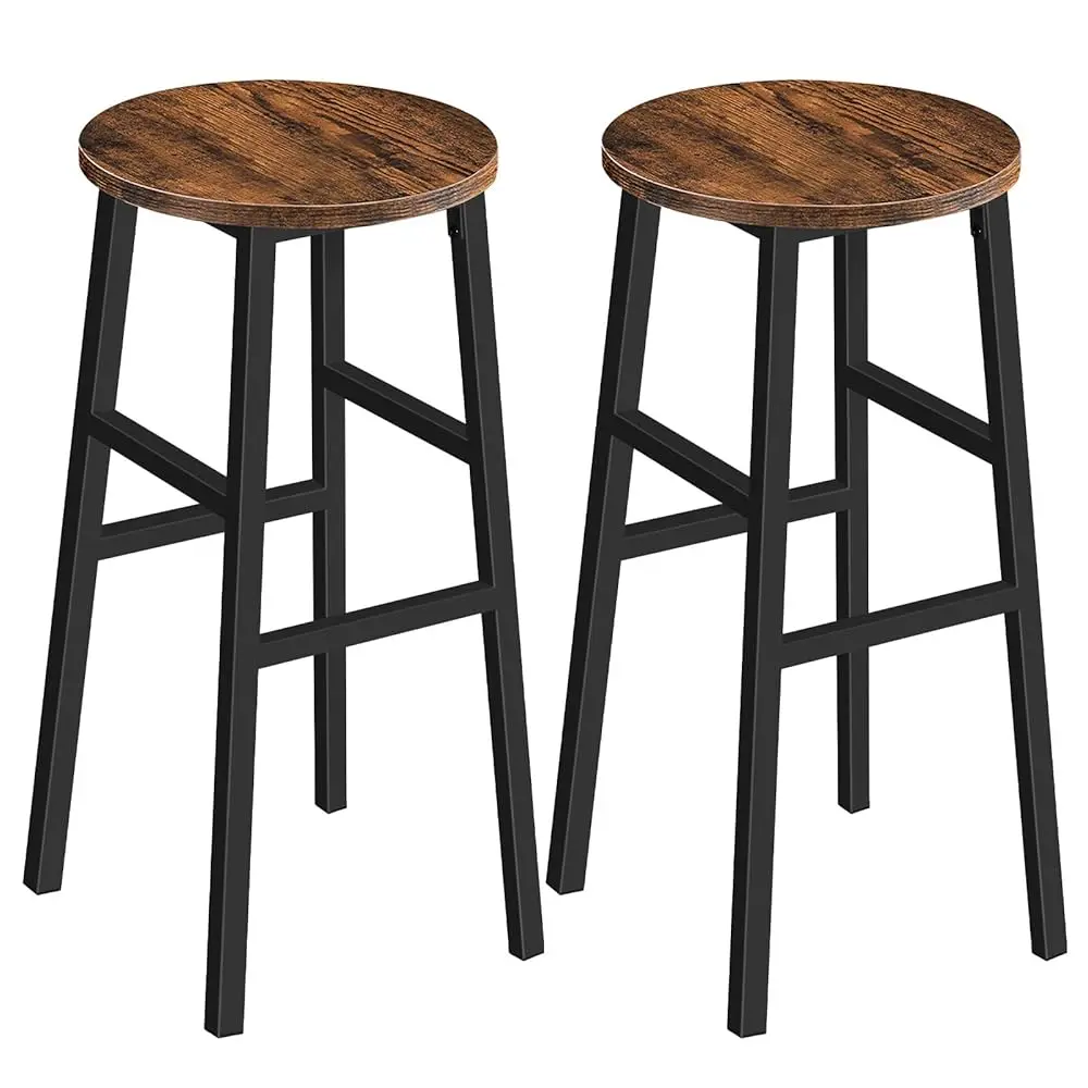 

Bar Stools, Set Of 2 Round Bar Chairs With Footrest, 28 H Kitchen Breakfast Bar Chairs, Industrial Bar Stools, Easy Assembly,