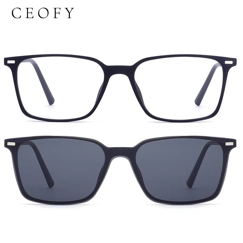 Ceofy Men Fashion Glasses Frame Optical Sun Clip On Polarized Driving Prescription Myopia Light Eyeglasses Frame For Men