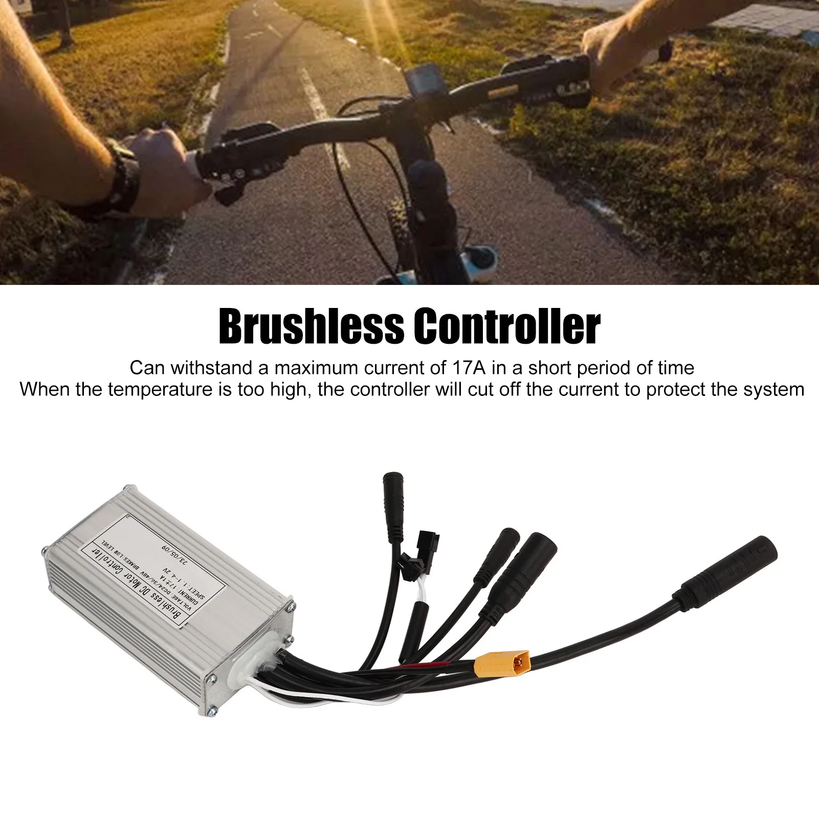 Brushless Motor Controller 24V 36V 48V 17A Bike Mode Controller  Shell Safety for Electric Bike Conversion