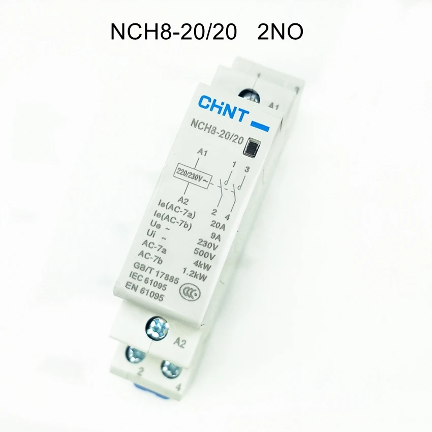 CHINT Modular AC Contactor NCH8-20/20 2 Normally Open NCH8-20/11 1NO 1NC Household Communication Contactor 220V 20A