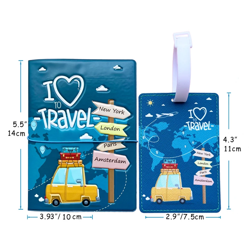 2pcs/Set Passport Holder Luggage Tag Travel Passport Protective Cover Suitcase Label Name ID Address Holder Travel Accessories