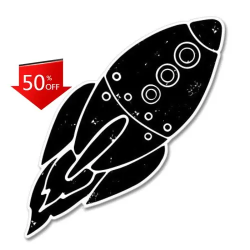 

Rocket Black Cool Walls Window Car Laptop Sticker Retro Vintage Aesthetic