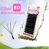 LAKANAKU Lashes 8D W Shape Lashes Extensions Premade Volume Fan High Quality False Eyelashes Supplies Natural Look Extensions