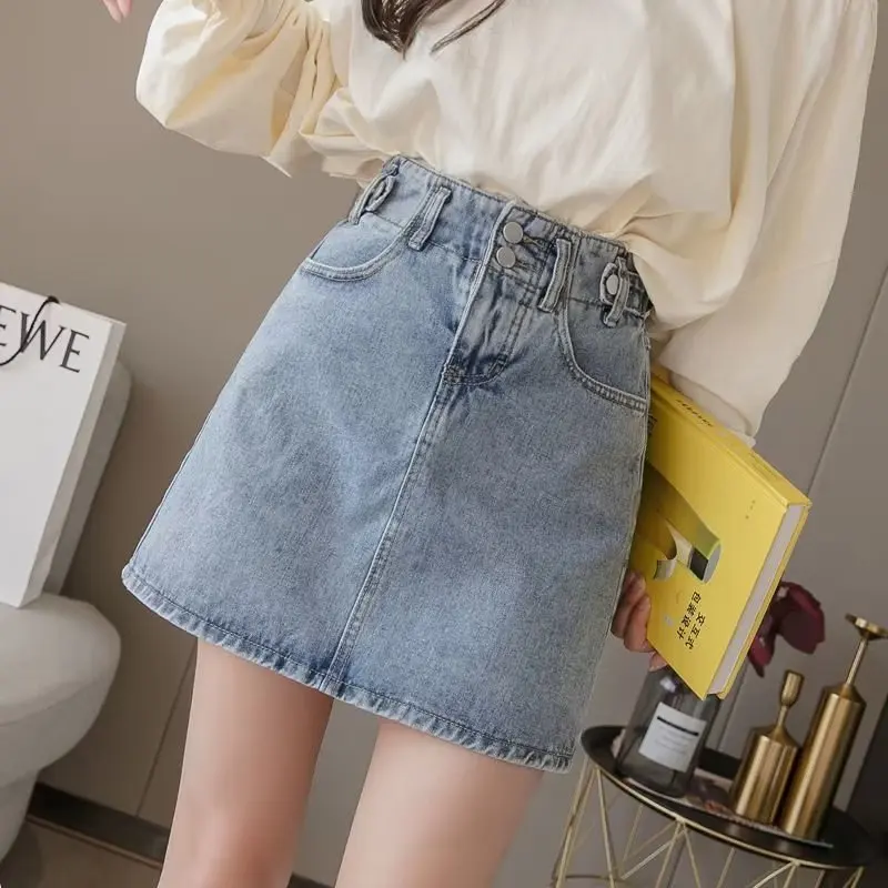 Womens High Waisted Short Mini Denim Skirt 2024 New Spring And Summer Korean Fashion Casual Jeans A-Line Skirts Woman Clothes