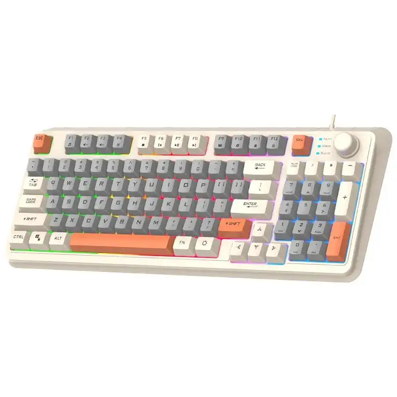 

Проводная игровая клавиатура Dazzle Silver Fox K82, светящаяся механическая трехцветная настольная компьютерная клавиатура, частная модель