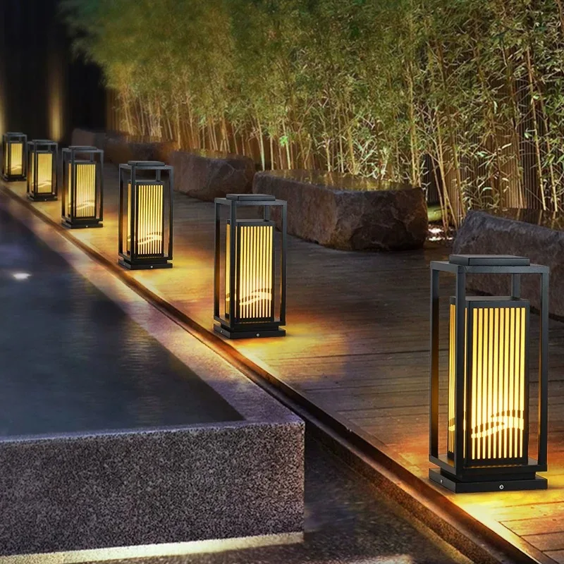 2026 New Chinese Style Solar Lawn Light  Waterproof LED Landscape Lamp Minimalist Outdoor Garden Villa Courtyard Light