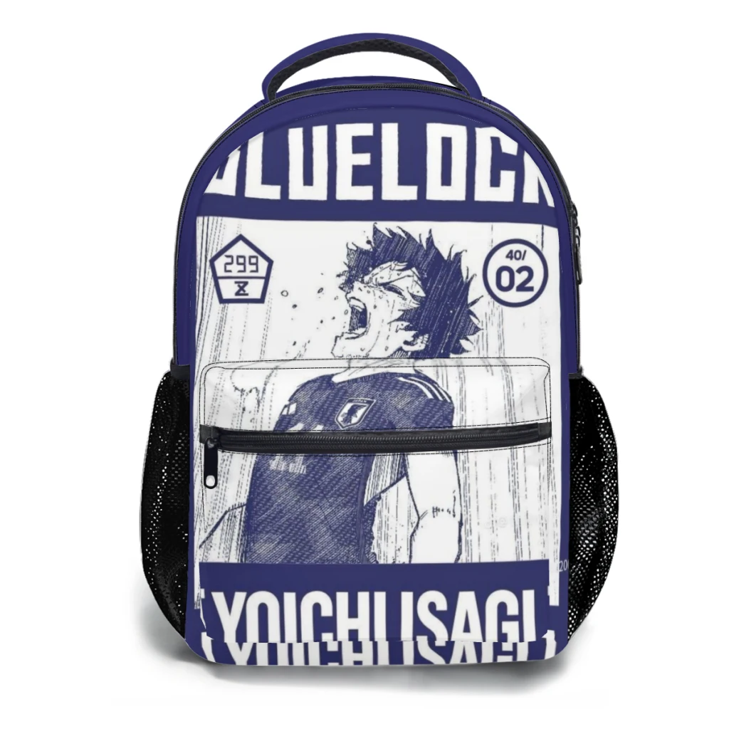 Leve bloqueio azul impresso mochila casual, mochila de juventude infantil, 17"