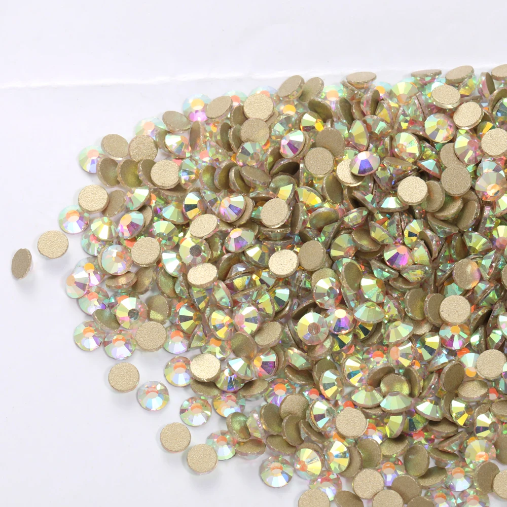 ss3-ss30 AB Color None Hotfix Rhinestone Charms Golden Bottom Flatback Glass Beads Nail Rhinestone piedras de cristal para ropa