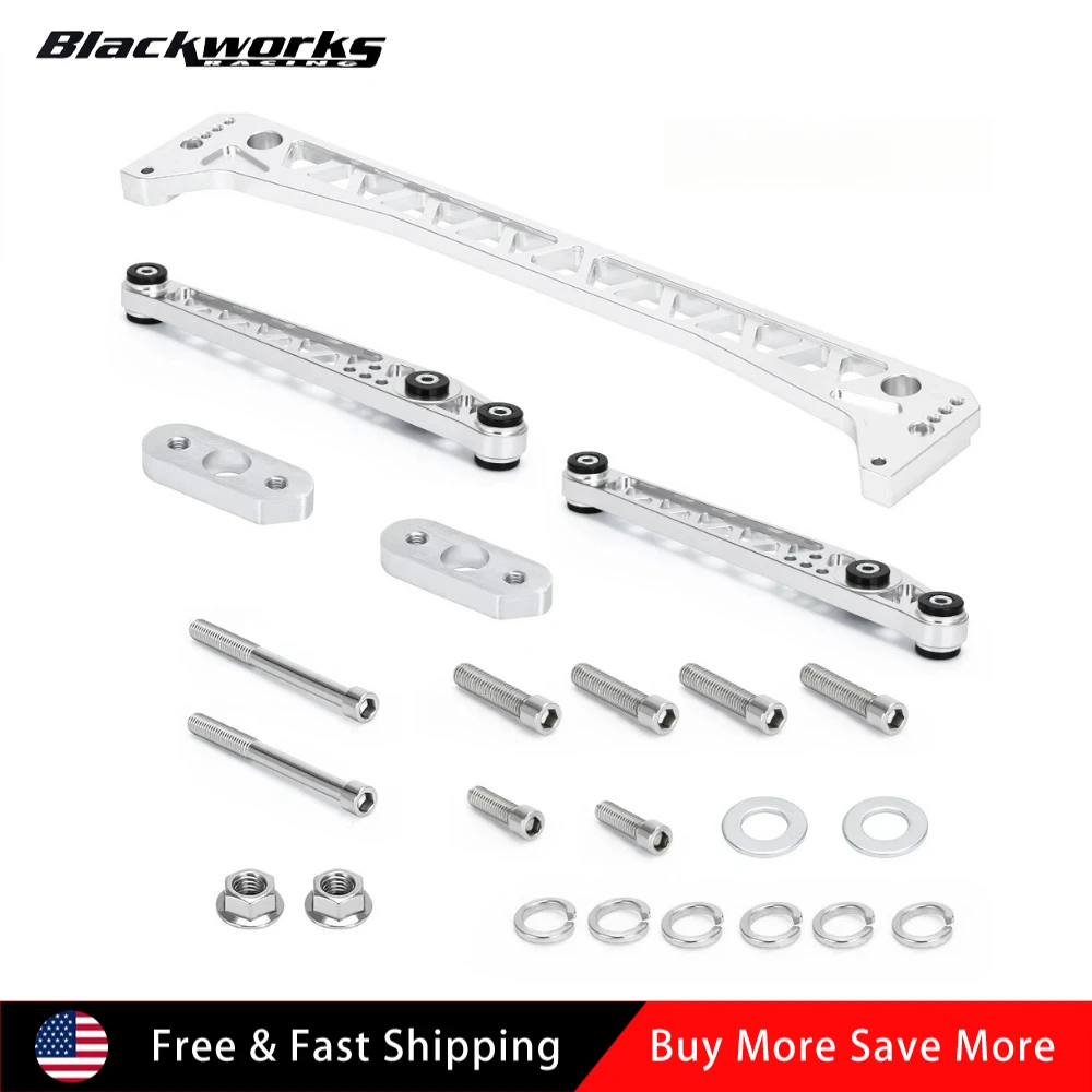 

Billet Rear Lower Control Arm+Subframe Brace for 1996-2000 Honda Civic EK LCA Silver