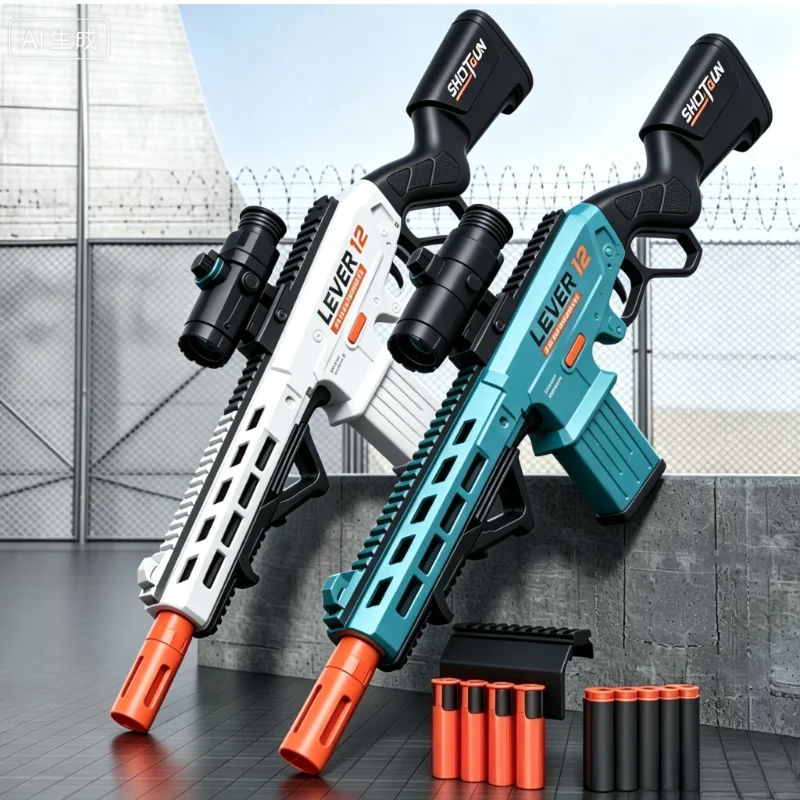 Shell Ejecting Soft Dart Blaster Manual Blaster Plastic Shooting Toy Gun with 20 Foam Bullet Competitive Game Shooting Toy