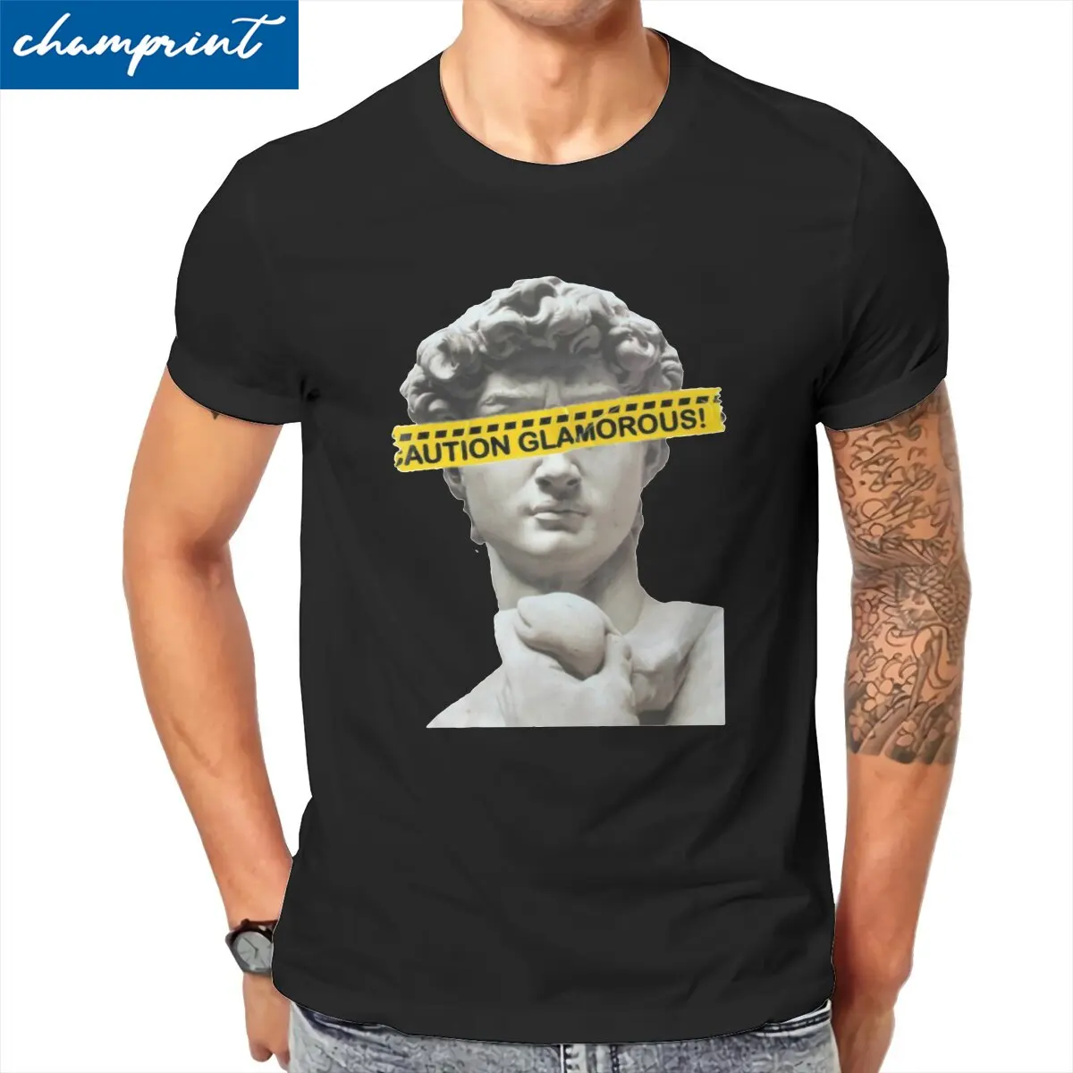 Funny Michelangelo Statue of David T-Shirt Men Round Collar 100% Cotton T Shirts  Short Sleeve Tee Shirt Plus Size Tops