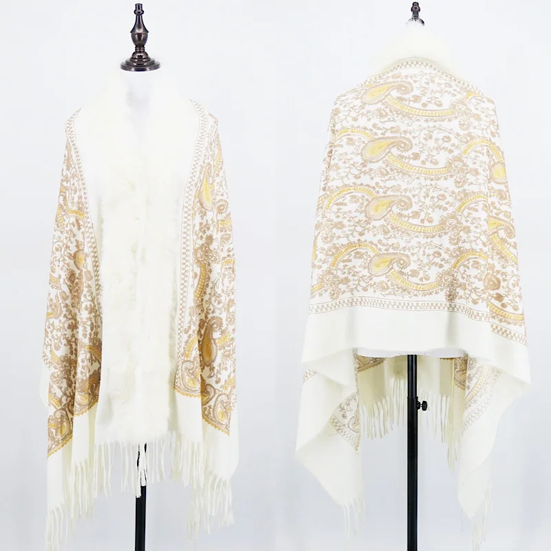 2024 Pashmina Women Shawls Mujer Bufanda Scarf Mujer Bufanda Scarf Muffler Poncho New Winter Gold Embroider Wraps Tassel Scarf