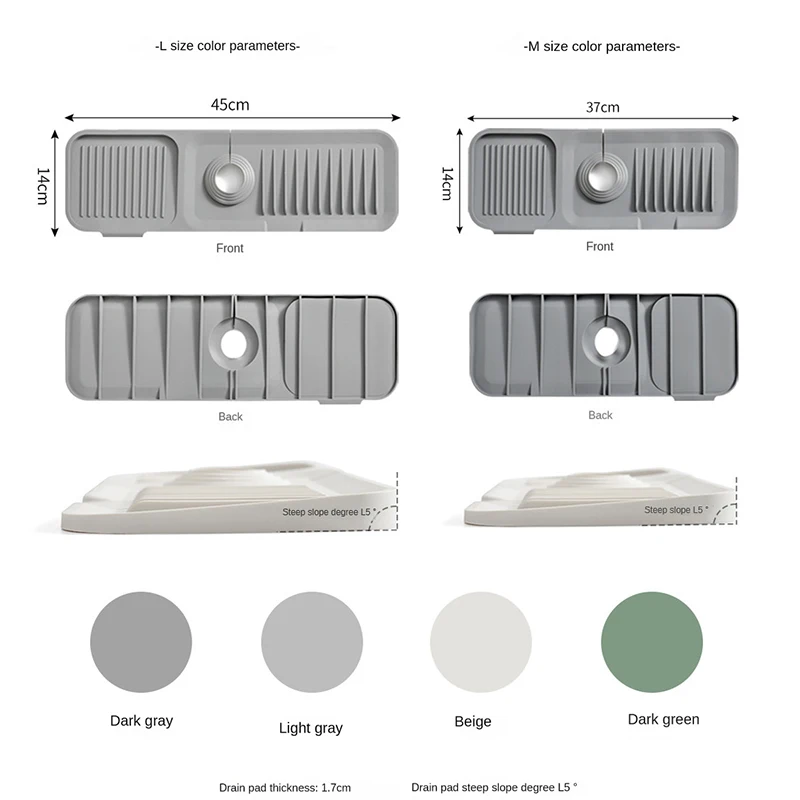 Silicone Faucet Splash Pad Kitchen Foldable Drainage Mat Multipurpose Toilet Soap Storage Slope Design for Rapid Drainage
